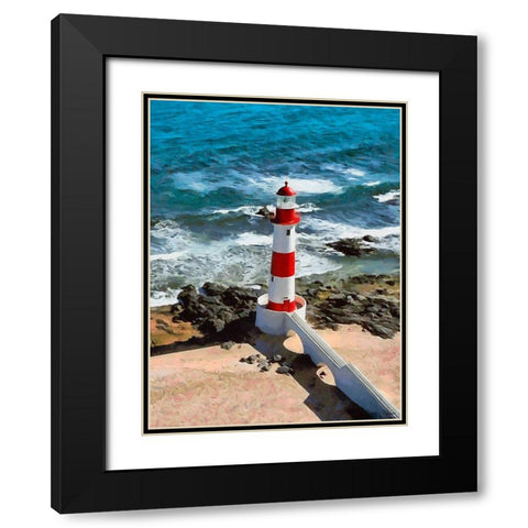 Nice Lighthouse Black Modern Wood Framed Art Print with Double Matting by Medeiros, Celito
