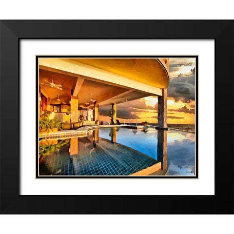 Dream House with Swimmingpool Black Modern Wood Framed Art Print with Double Matting by Medeiros, Celito