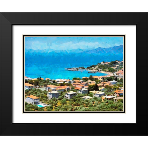 Blue Sea III Black Modern Wood Framed Art Print with Double Matting by Medeiros, Celito