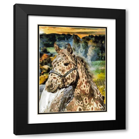 Light Brown Horse Black Modern Wood Framed Art Print with Double Matting by Medeiros, Celito