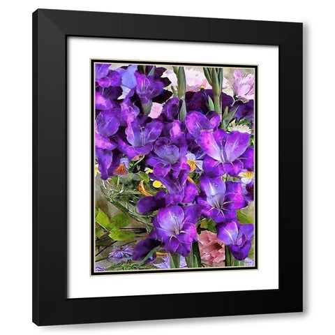 Purple Flowers Black Modern Wood Framed Art Print with Double Matting by Medeiros, Celito