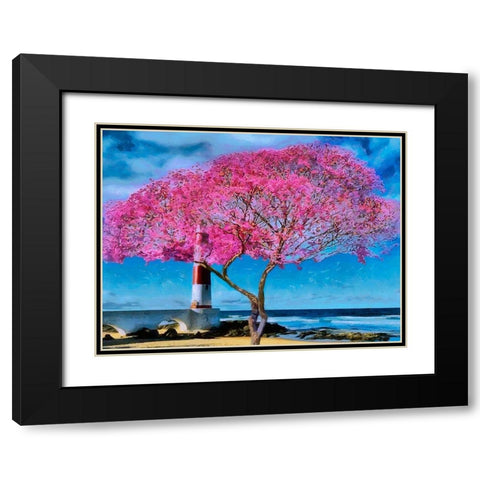 Pink Tree by Lighthouse Black Modern Wood Framed Art Print with Double Matting by Medeiros, Celito