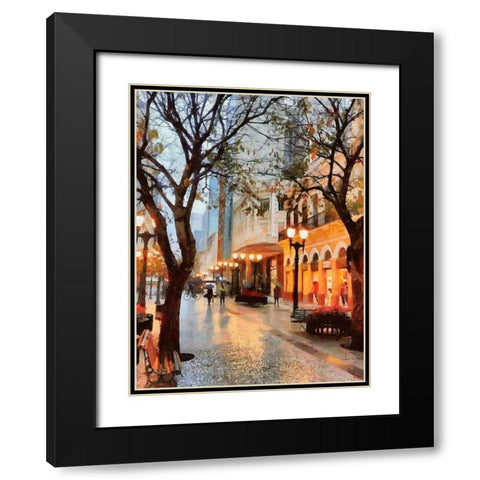Early Evening in the City Black Modern Wood Framed Art Print with Double Matting by Medeiros, Celito