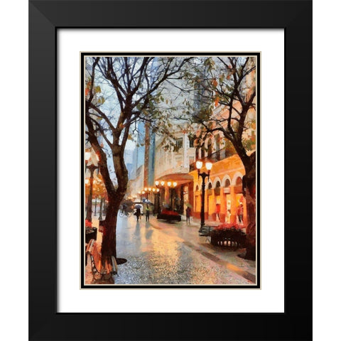 Early Evening in the City Black Modern Wood Framed Art Print with Double Matting by Medeiros, Celito