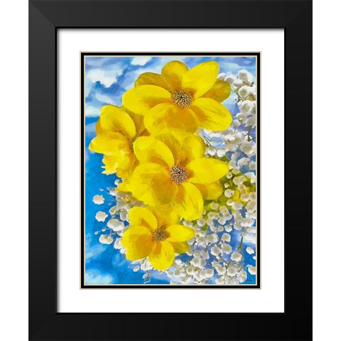 Yellow and White Flowers Black Modern Wood Framed Art Print with Double Matting by Medeiros, Celito
