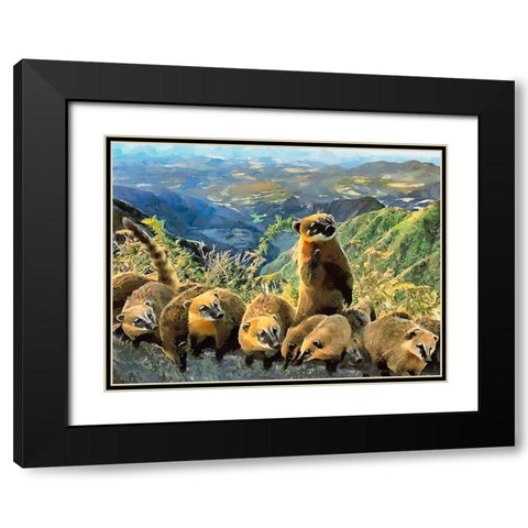 Meeting Black Modern Wood Framed Art Print with Double Matting by Medeiros, Celito