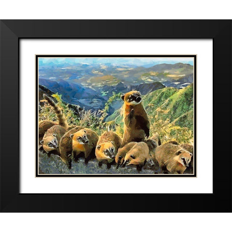 Meeting Black Modern Wood Framed Art Print with Double Matting by Medeiros, Celito