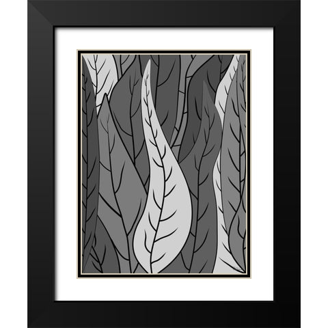Leaves BW I Black Modern Wood Framed Art Print with Double Matting by Medeiros, Celito