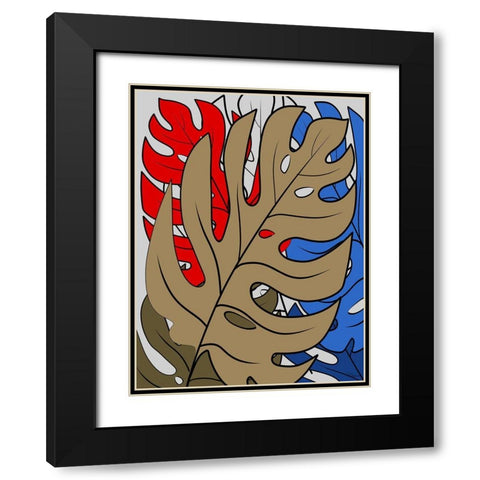 Leaves II Black Modern Wood Framed Art Print with Double Matting by Medeiros, Celito