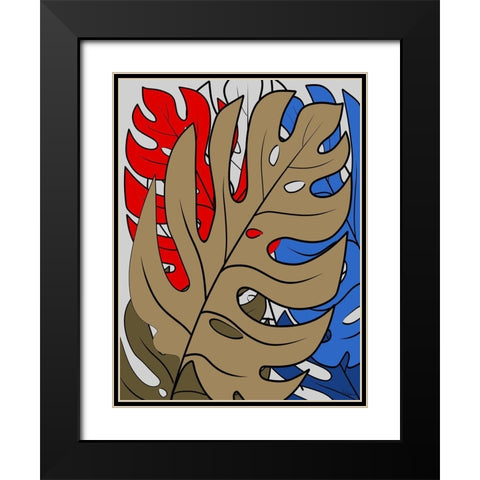 Leaves II Black Modern Wood Framed Art Print with Double Matting by Medeiros, Celito