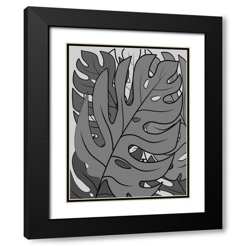Leaves BW II Black Modern Wood Framed Art Print with Double Matting by Medeiros, Celito