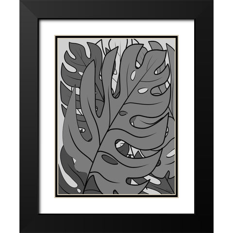 Leaves BW II Black Modern Wood Framed Art Print with Double Matting by Medeiros, Celito
