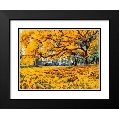 Yellow Tree II Black Modern Wood Framed Art Print with Double Matting by Medeiros, Celito