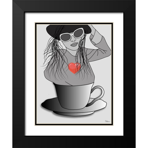 Heart Variation I Black Modern Wood Framed Art Print with Double Matting by Medeiros, Celito