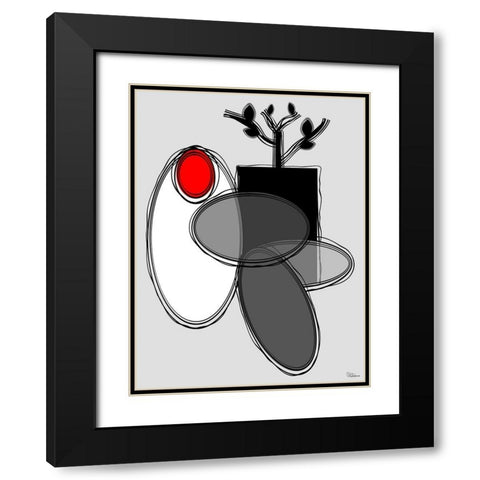 Black, white and Red V Black Modern Wood Framed Art Print with Double Matting by Medeiros, Celito