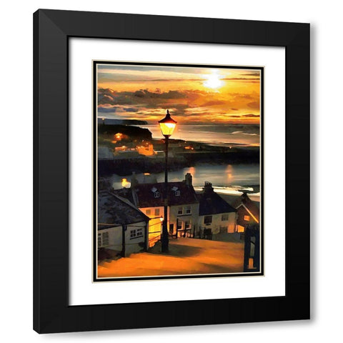 Evening Sun by the Sea Black Modern Wood Framed Art Print with Double Matting by Medeiros, Celito