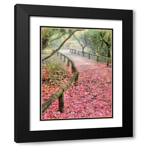 Pink Road Black Modern Wood Framed Art Print with Double Matting by Medeiros, Celito
