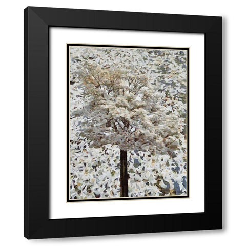 White blooming Tree Black Modern Wood Framed Art Print with Double Matting by Medeiros, Celito