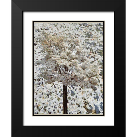 White blooming Tree Black Modern Wood Framed Art Print with Double Matting by Medeiros, Celito