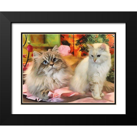 Our Beautiful Siberian Cats II Black Modern Wood Framed Art Print with Double Matting by Medeiros, Celito