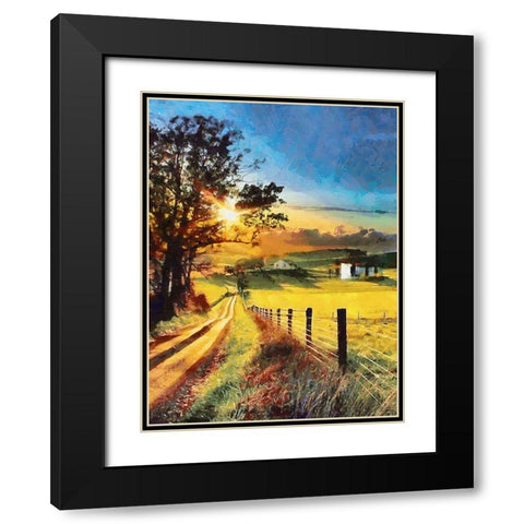 Sunset in the countryside Black Modern Wood Framed Art Print with Double Matting by Medeiros, Celito