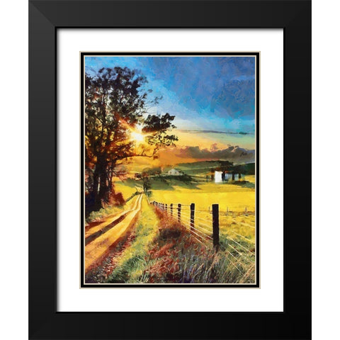 Sunset in the countryside Black Modern Wood Framed Art Print with Double Matting by Medeiros, Celito