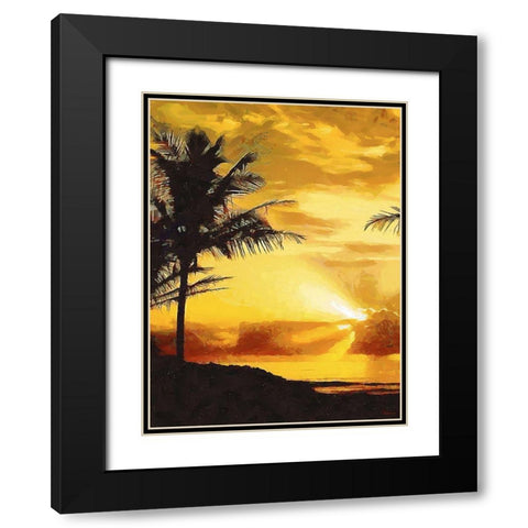 Sunset over the Palms - Diptych A Black Modern Wood Framed Art Print with Double Matting by Medeiros, Celito