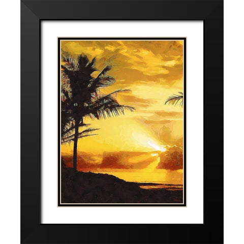 Sunset over the Palms - Diptych A Black Modern Wood Framed Art Print with Double Matting by Medeiros, Celito