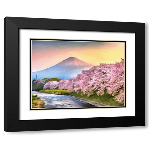 Pink Trees by Fuji Black Modern Wood Framed Art Print with Double Matting by Medeiros, Celito