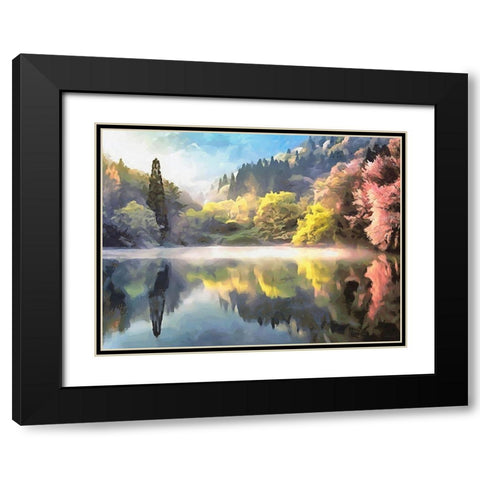 Mirrored Lake Black Modern Wood Framed Art Print with Double Matting by Medeiros, Celito