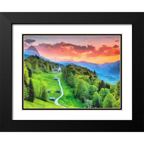 Path in the Mountains Black Modern Wood Framed Art Print with Double Matting by Medeiros, Celito