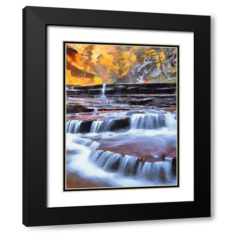 Small Watterfall - Diptych B Black Modern Wood Framed Art Print with Double Matting by Medeiros, Celito