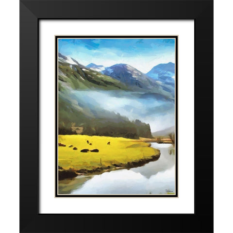 River under the Mountains - Diptych A Black Modern Wood Framed Art Print with Double Matting by Medeiros, Celito