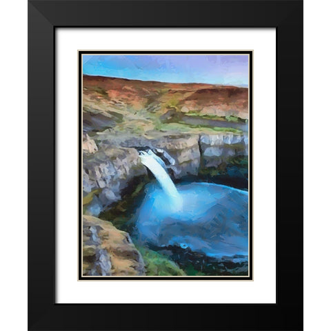 Wattefall on Iceland Black Modern Wood Framed Art Print with Double Matting by Medeiros, Celito