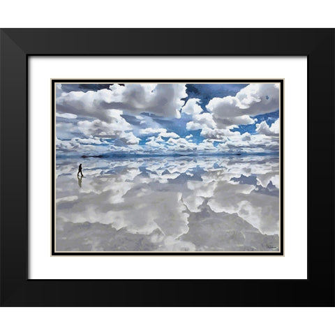 Walk between Salt and Sky Black Modern Wood Framed Art Print with Double Matting by Medeiros, Celito