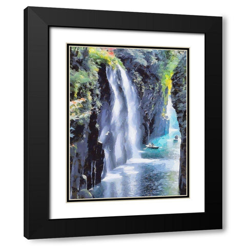 Great Watterfall Black Modern Wood Framed Art Print with Double Matting by Medeiros, Celito