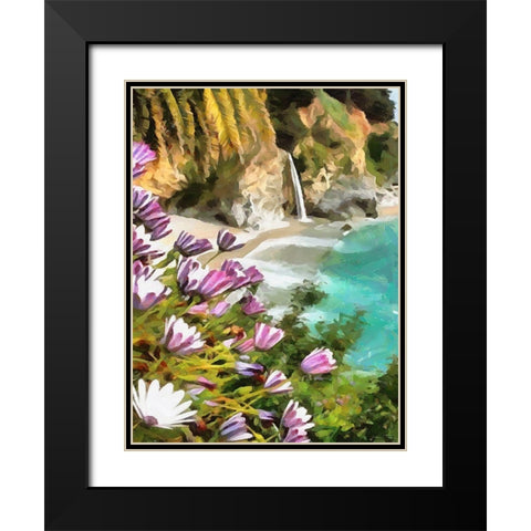 Bay with Watterfall - Diptych A Black Modern Wood Framed Art Print with Double Matting by Medeiros, Celito