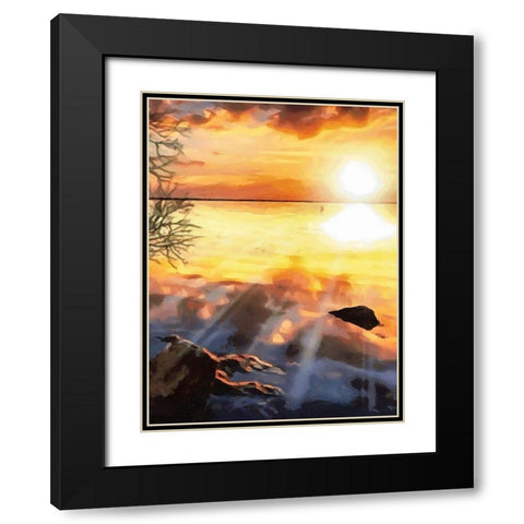 Sunset over the Lake - Diptych B Black Modern Wood Framed Art Print with Double Matting by Medeiros, Celito