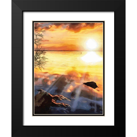 Sunset over the Lake - Diptych B Black Modern Wood Framed Art Print with Double Matting by Medeiros, Celito