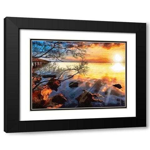 Sunset over the Lake Black Modern Wood Framed Art Print with Double Matting by Medeiros, Celito