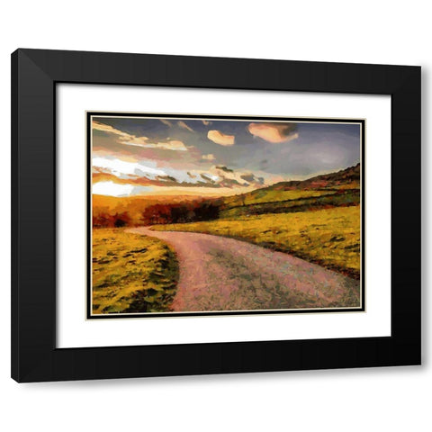 Sunset Road Black Modern Wood Framed Art Print with Double Matting by Medeiros, Celito