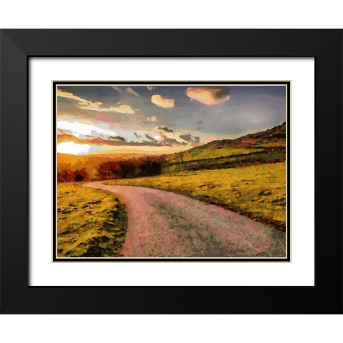 Sunset Road Black Modern Wood Framed Art Print with Double Matting by Medeiros, Celito