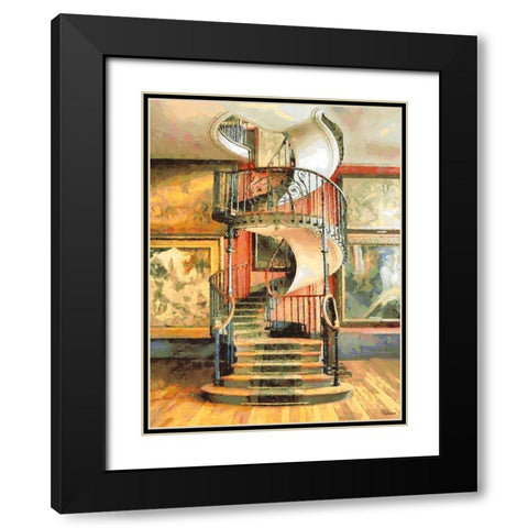 Beautiful Staircase Black Modern Wood Framed Art Print with Double Matting by Medeiros, Celito