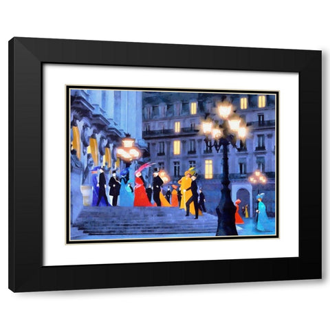 Peoples are going to dance Black Modern Wood Framed Art Print with Double Matting by Medeiros, Celito