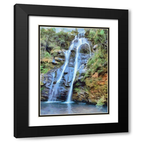 Watterfall Black Modern Wood Framed Art Print with Double Matting by Medeiros, Celito