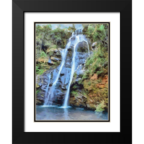 Watterfall Black Modern Wood Framed Art Print with Double Matting by Medeiros, Celito