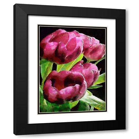 Spring Floral Variations X Black Modern Wood Framed Art Print with Double Matting by Medeiros, Celito