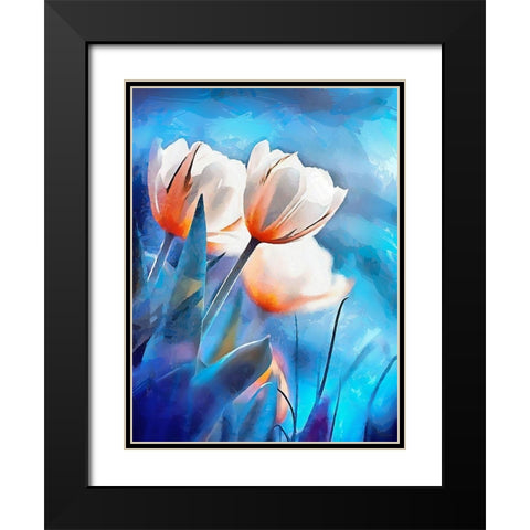 Spring Floral Variations XXXIX Black Modern Wood Framed Art Print with Double Matting by Medeiros, Celito
