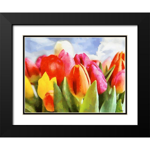 Spring Floral Variations XLI Black Modern Wood Framed Art Print with Double Matting by Medeiros, Celito