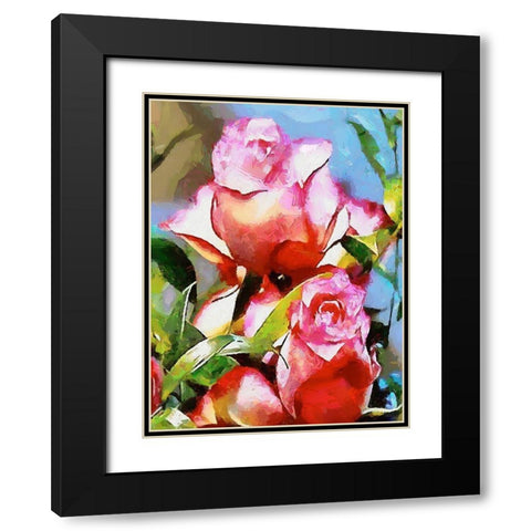 Spring Floral Variations LI Black Modern Wood Framed Art Print with Double Matting by Medeiros, Celito